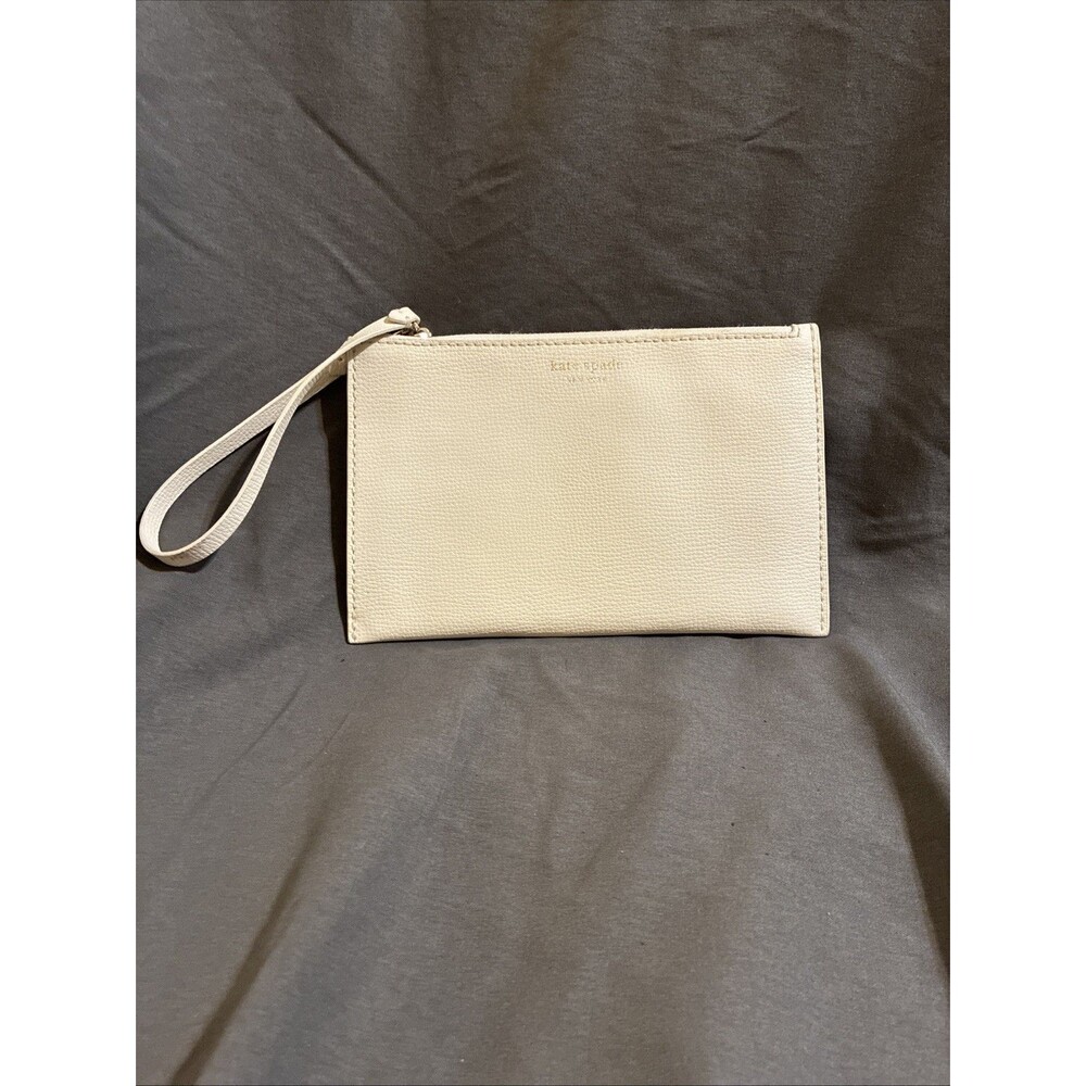 Kate Spade New York Pebbled Leather Wristlet White Sleek Elegant Classy Preppy
